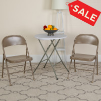 Flash Furniture 2-BD-F002-BGE-GG 2 Pk. HERCULES Series Double Braced Beige Metal Folding Chair